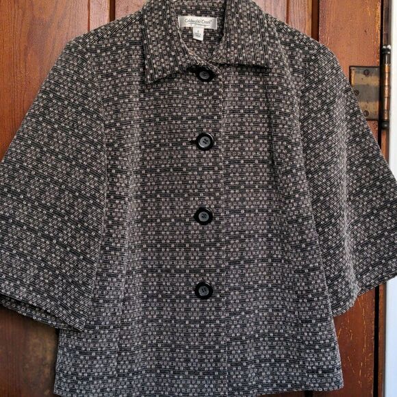 Coldwater Creek Geometric Ribbed Swing Blazer Jacket 3/4 Sleeves Sz S - Picture 9 of 10
